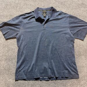 Gary Player Polo Shirt Mens XL Blue Geometric Knit Short Sleeve Golf Casual